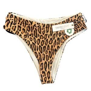 NWT Swiminista Leopard Print Bikini Bottoms – Size Medium, High Waist